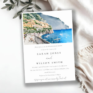Amalfi Coast Italy Waterverf Landscape Verloving Kaart