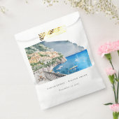 Amalfi Coast Italy Waterverf Landscape Weddenschap Bedankzakje (Gezegeld)