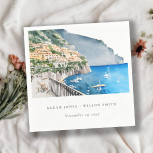 Amalfi Coast Italy Waterverf Landscape Weddenschap Servet