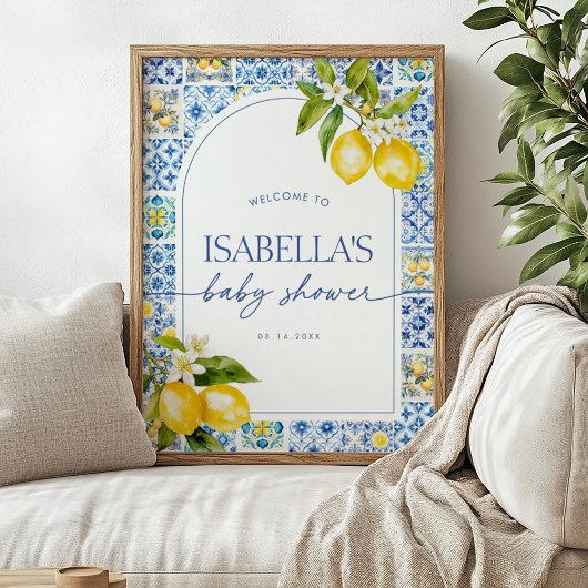 Amalfi Coast Lemon Baby shower Affiche de bienvenu