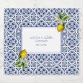 Amalfi Coast Lemon Blue Tegels Italië Huwelijk Sparkling Wijnetiket (Enkel label)
