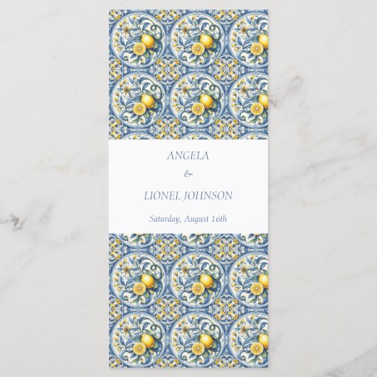 Amalfi Coast Lemon Tegels Italië Huwelijk Menu (Achterkant)