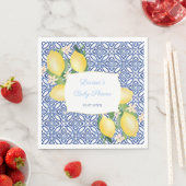 Amalfi Coast Lemons Italiaans blauw Tegels Baby sh Servet (Insitu)