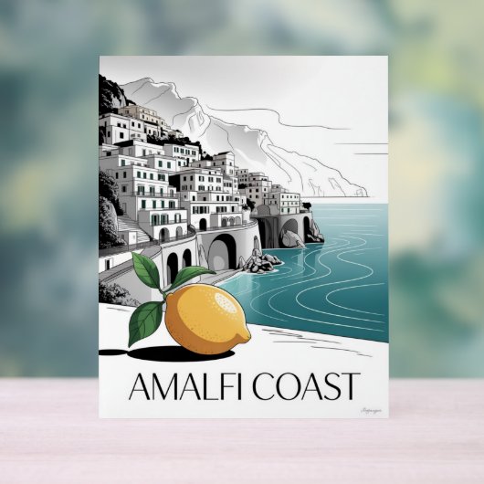 Amalfi Coast Minimalist Line Art Acryl Bord (Neutraal)