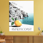 Amalfi Coast Minimalist Line Art Canvas Afdruk (Insitu (Woonkamer))