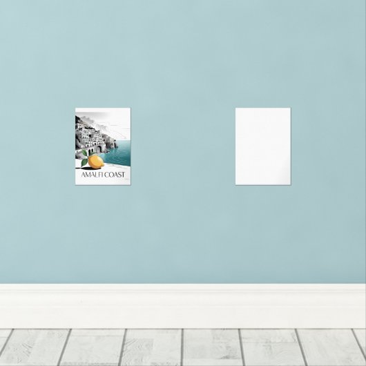 Amalfi Coast Minimalist Line Art Muurkunst Sets (Houten vloer)