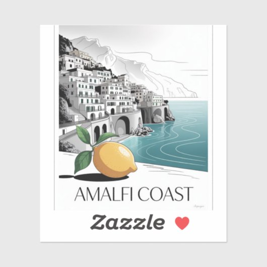 Amalfi Coast Minimalist Line Art Sticker (Vel)