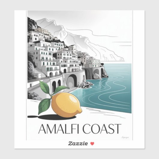 Amalfi Coast Minimalist Line Art Sticker (Vel)