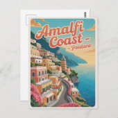 Amalfi Coast Positano Vintage Briefkaart (Voorkant / Achterkant)