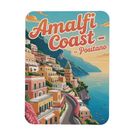 Amalfi Coast Positano Vintage Magneet (Verticaal)