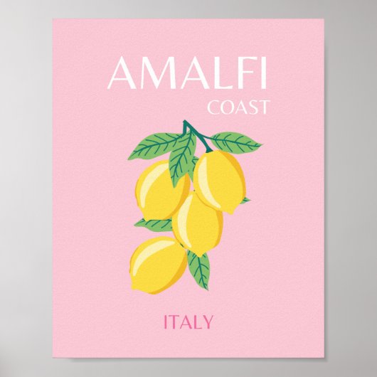 Amalfi Coast, Preppy Art, Roze, Reizen Poster (Voorkant)