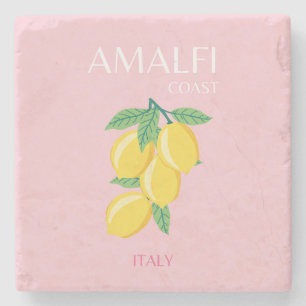 Amalfi Coast, Preppy Art, Roze, Reizen Stenen Onderzetter