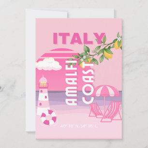Amalfi Coast, Preppy Reizen, Roze Feestdagenkaart