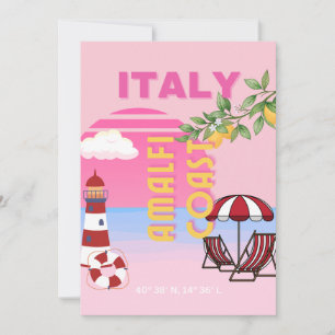Amalfi Coast, Preppy Reizen, Roze Feestdagenkaart
