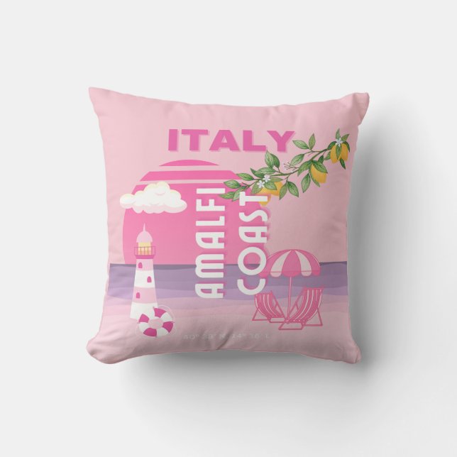 Amalfi Coast, Preppy Reizen, Roze Kussen (Voorkant)