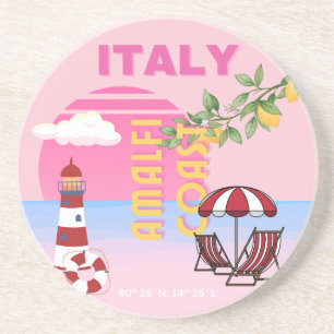 Amalfi Coast, Preppy Reizen, Roze Zandsteen Onderzetter