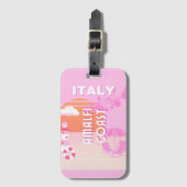 Amalfi Coast, Reiskunst, Preppy Travel, Roze Bagagelabel (Voorkant (verticaal))