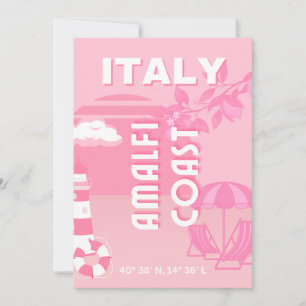 Amalfi Coast, Reiskunst, Roze Feestdagenkaart