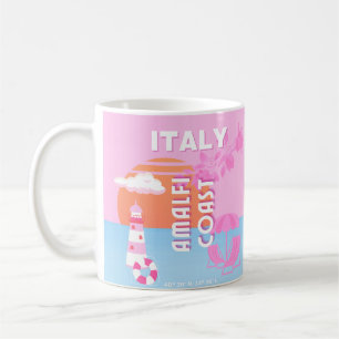 Amalfi Coast Travel Kunst, Preppy Travel, Roze Koffiemok