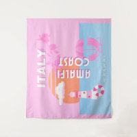 Amalfi Coast Travel Kunst, Preppy Travel, Roze