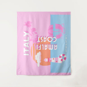 Amalfi Coast Travel Kunst, Preppy Travel, Roze Wandkleed