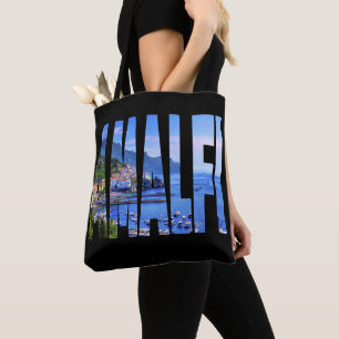 Amalfi Coast Typography Modern Photo Waterverf Tote Bag