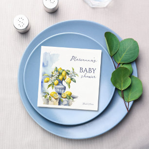 Amalfi Italiaans blauw vaas citroen baby shower be Servet