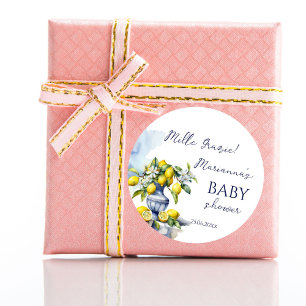 Amalfi Italiaans blauw vaas citroen baby shower gu Ronde Sticker