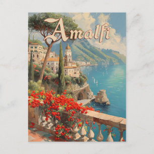 Amalfi Italiaanse kust Vintage Reizen Briefkaart