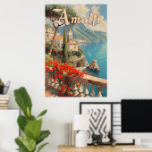 Amalfi Italiaanse kust Vintage Reizen Poster (Thuiskantoor)