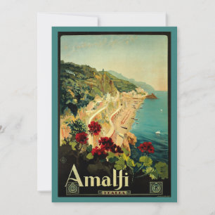 Amalfi Italian Coast, Vintage Travel Poster Italië Kaart