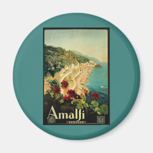 Amalfi Italian Coast, Vintage Travel Poster Italië Magneet