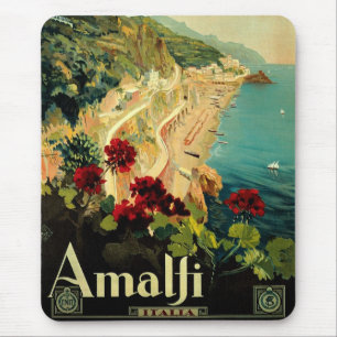 Amalfi Italian Coast, Vintage Travel Poster Italië Muismat