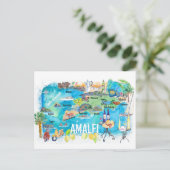 Amalfi Italie Illustré Carte de Voyage Méditerrané (Debout devant)