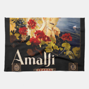 Amalfi Italië Reisposter Art Graphic Theedoek