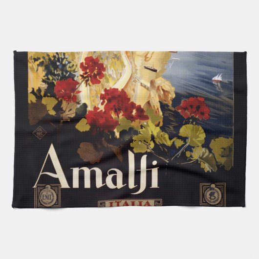 Amalfi Italië Reisposter Art Graphic Theedoek (Horizontaal)