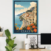 Amalfi Italië Retro Reizen  Poster (Thuiskantoor)