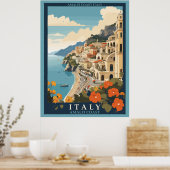 Amalfi Italië Retro Reizen  Poster (Keuken)
