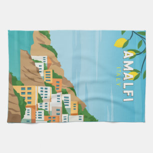 Amalfi Italië Retro Travel Art Theedoek