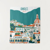 Amalfi Italië Retro Travel Art  Wandkleed (Voorkant)