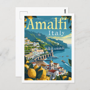 Amalfi Italië Vintage Beroemde Reisplaats Briefkaart