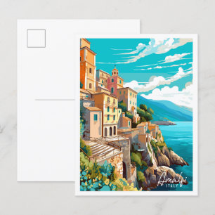 Amalfi Italië vintage reisillustratie Briefkaart