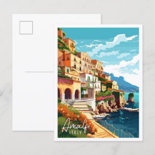 Amalfi Italië vintage reisillustratie Briefkaart