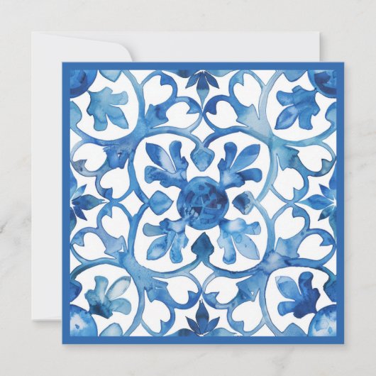 Amalfi-kust Blauwe Witte Tegels Italië  Save The Date (Voorkant)