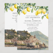 Amalfi-kust citroenen Italiaanse QR-code bruiloft Kaart (Voorkant / Achterkant)