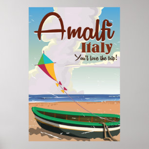 Amalfi kust Italië Afdruk poster Vintage