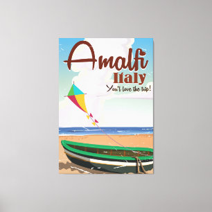 Amalfi kust Italië Afdruk poster Vintage Canvas Afdruk