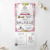 Amalfi Kust Italië Aquarel Bestemming Trouwen Drieluik Uitnodiging (Binnen)