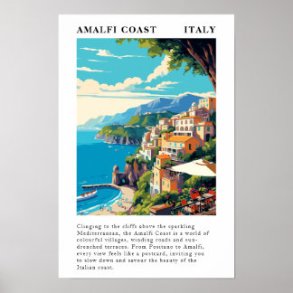 Amalfi-kust Italië Reis Vintage Poster