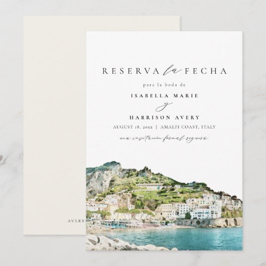Amalfi kust Italië Spaans Save the Date Kaart (Voorkant / Achterkant)